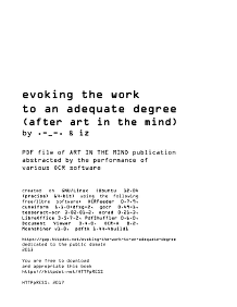 the back cover of the book 'evoking the work to an adequate degree (after art in the mind)'.